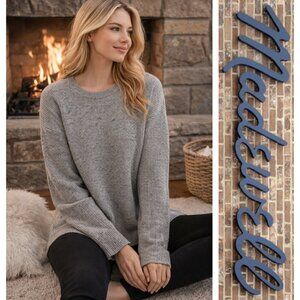 Madewell Gray Oversized Comfy Pullover Long Sleeve Ribbed Sweater Size Medium